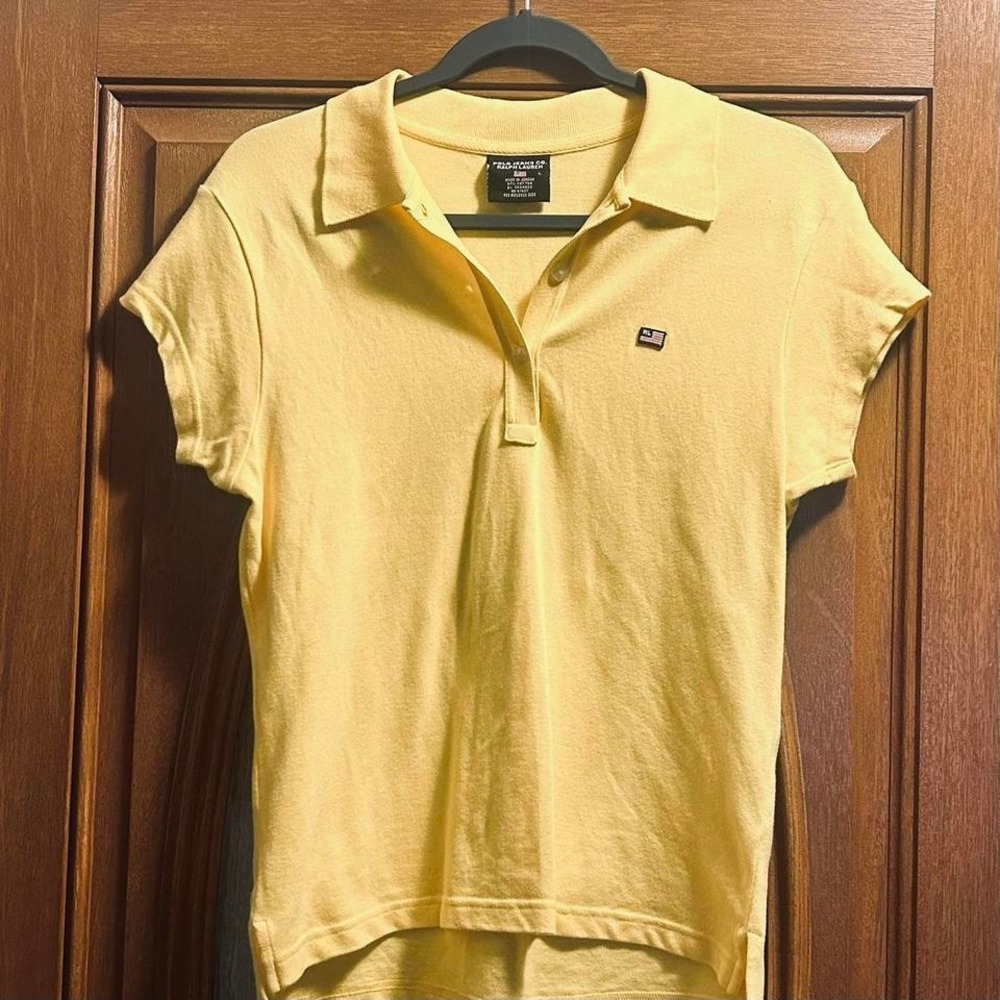 Ralph Lauren women's yellow polo‎ Large EUC preppy golf sporty